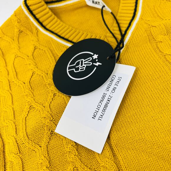 NEW! Kid Nation Sweater Vest Knit Sleeveless Mustard - L - Picture 3 of 3